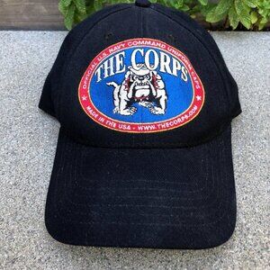 US NAVY THE CORPS Santa Barbara Baseball Hat Men's Black Bulldog Cap Vintage‌‌‌